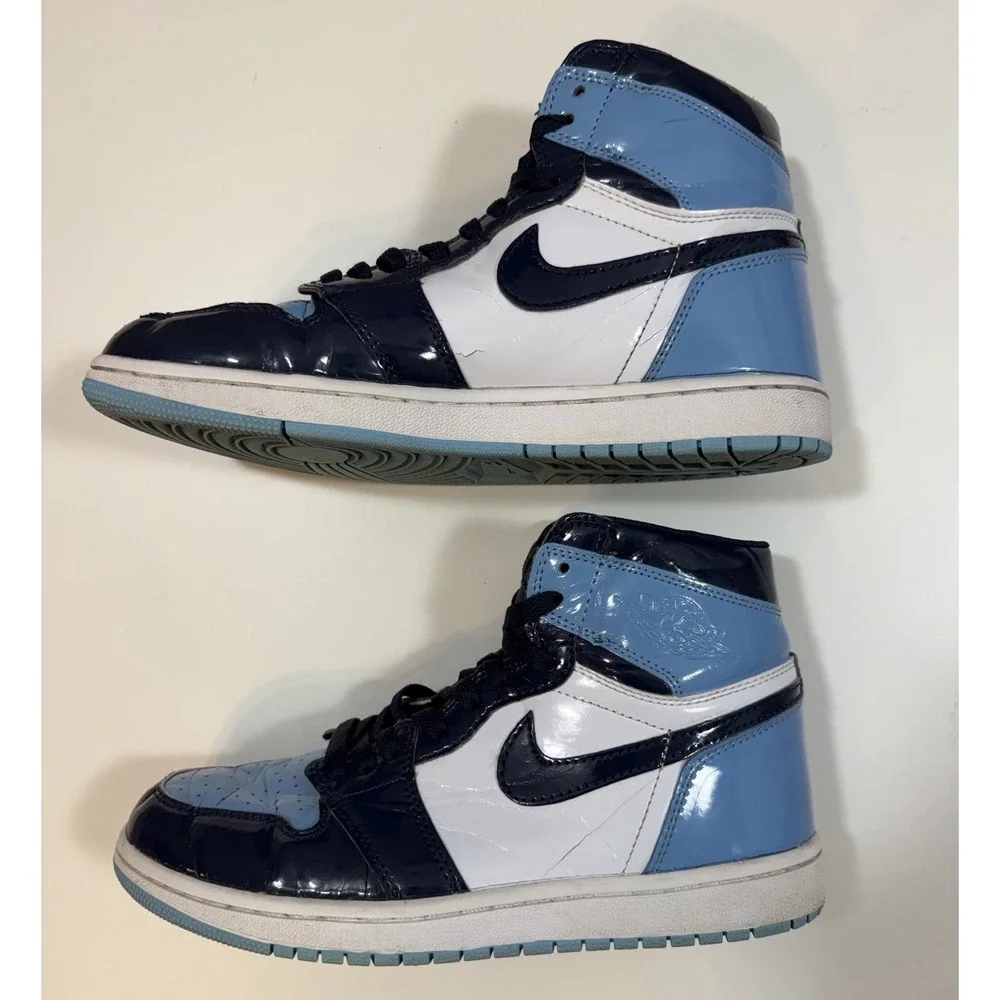 Air Jordan Sneakers Blue Chill High Top OG Patent Men's Size 8 Retro Vibe